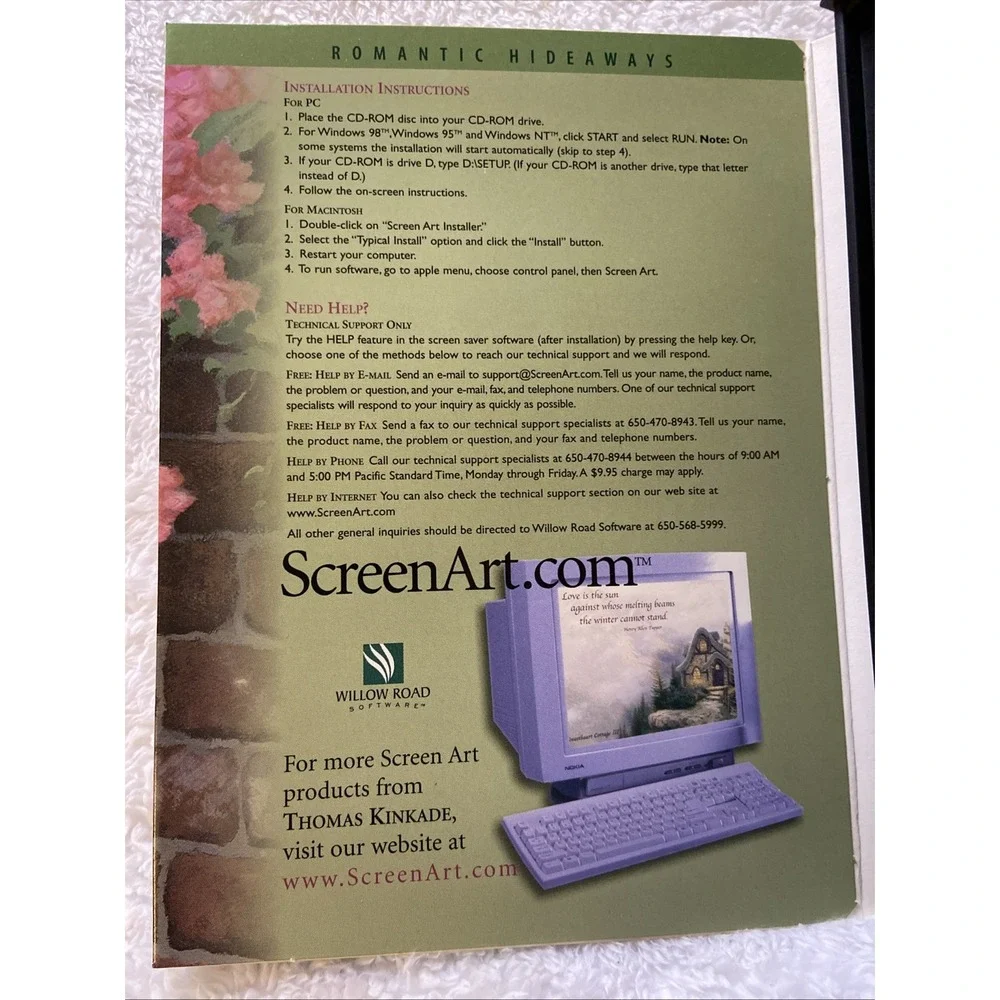 Romantic Hideaways PC CD ROM Thomas Kinkade Computer Scene Art Win Mac Screensav